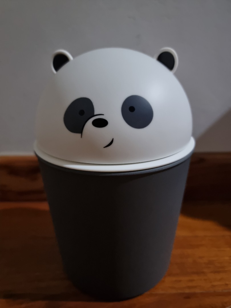 Miniso We Bare Bears panda bin, Furniture & Home Living, Cleaning