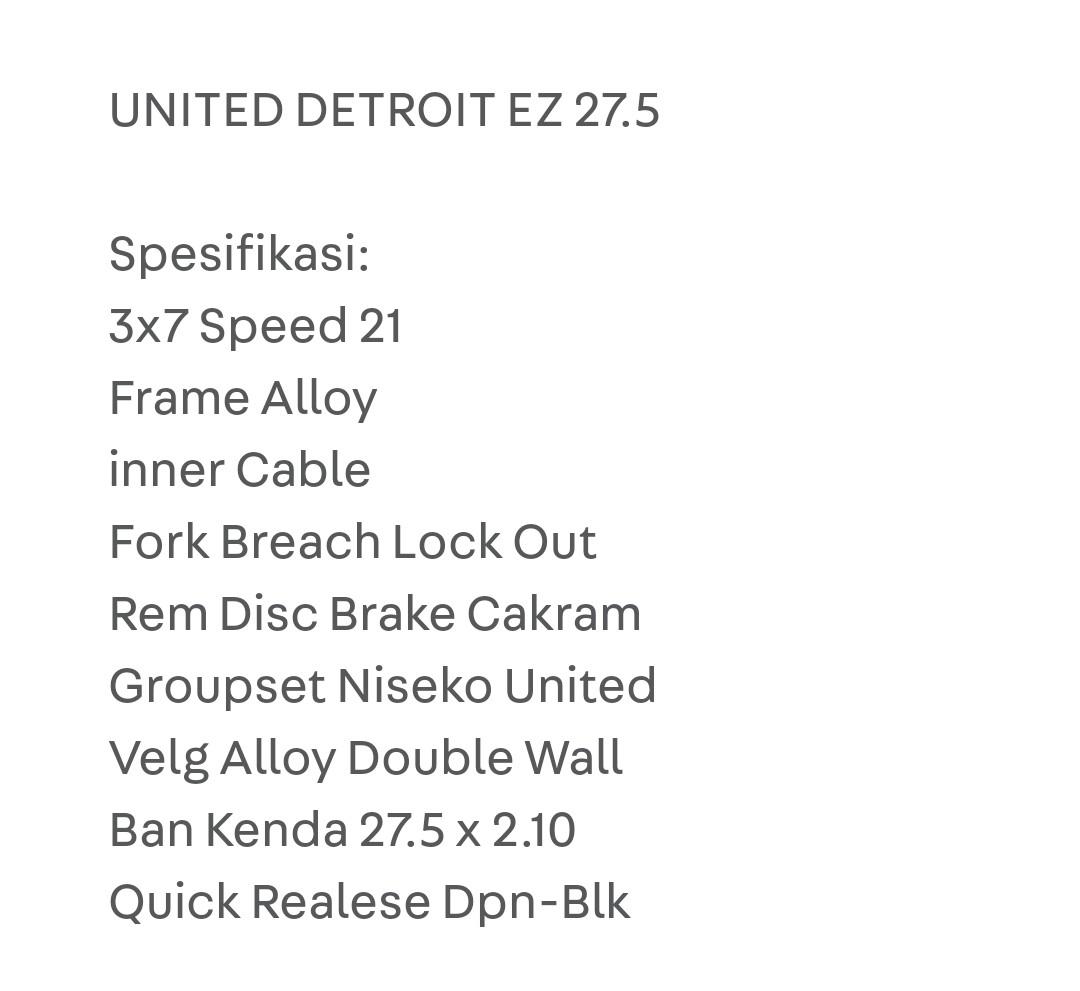 Mtb United Detroit Ez Olah Raga Sepeda Di Carousell