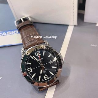 Montres Company 香港註冊公司(32年老店) 卡西歐 CASIO 黑水鬼 棕啡色皮革錶帶 銀黑色 MTPVD01 MTPVD01L MTP-VD01 MTP-VD01L MTP-VD01L-1 MTP-VD01L-1B 十七款色有現貨64210291186049110