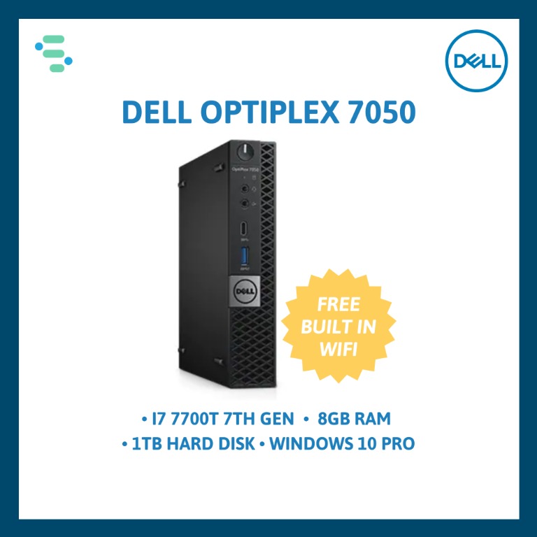 Dell OptiPlex 7050 Micro (i7-7700T, 8 Go RAM, SSD, WiFi) - Révisé + Rack SATA