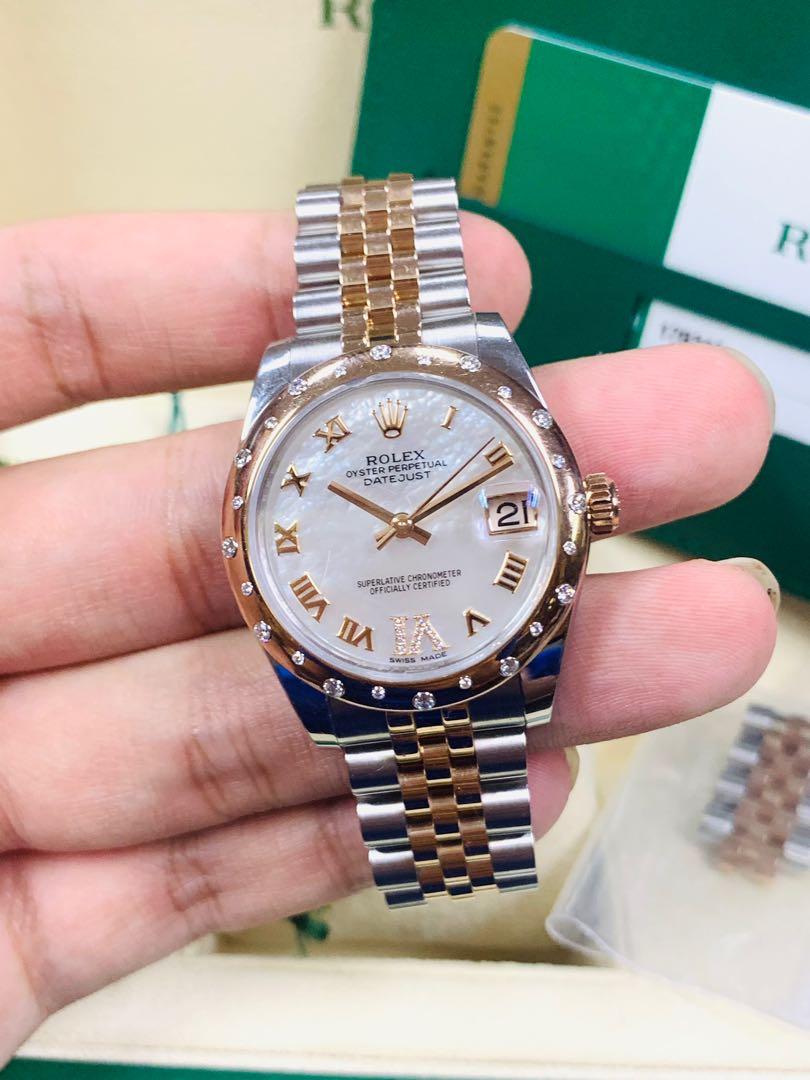 ROLEX Datejust 178341 Mother of Pearl Diamond Dial 18k Rose Gold