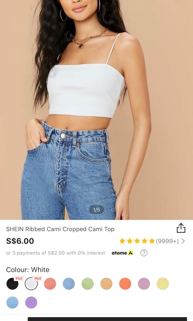 SHEIN Ribbed Cami Cropped Cami Top