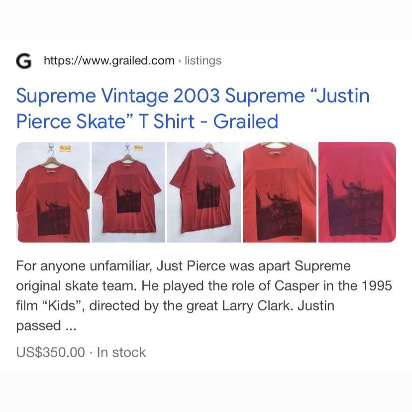 Supreme x Justin Pierce, Men's Fashion, Tops & Sets, Tshirts