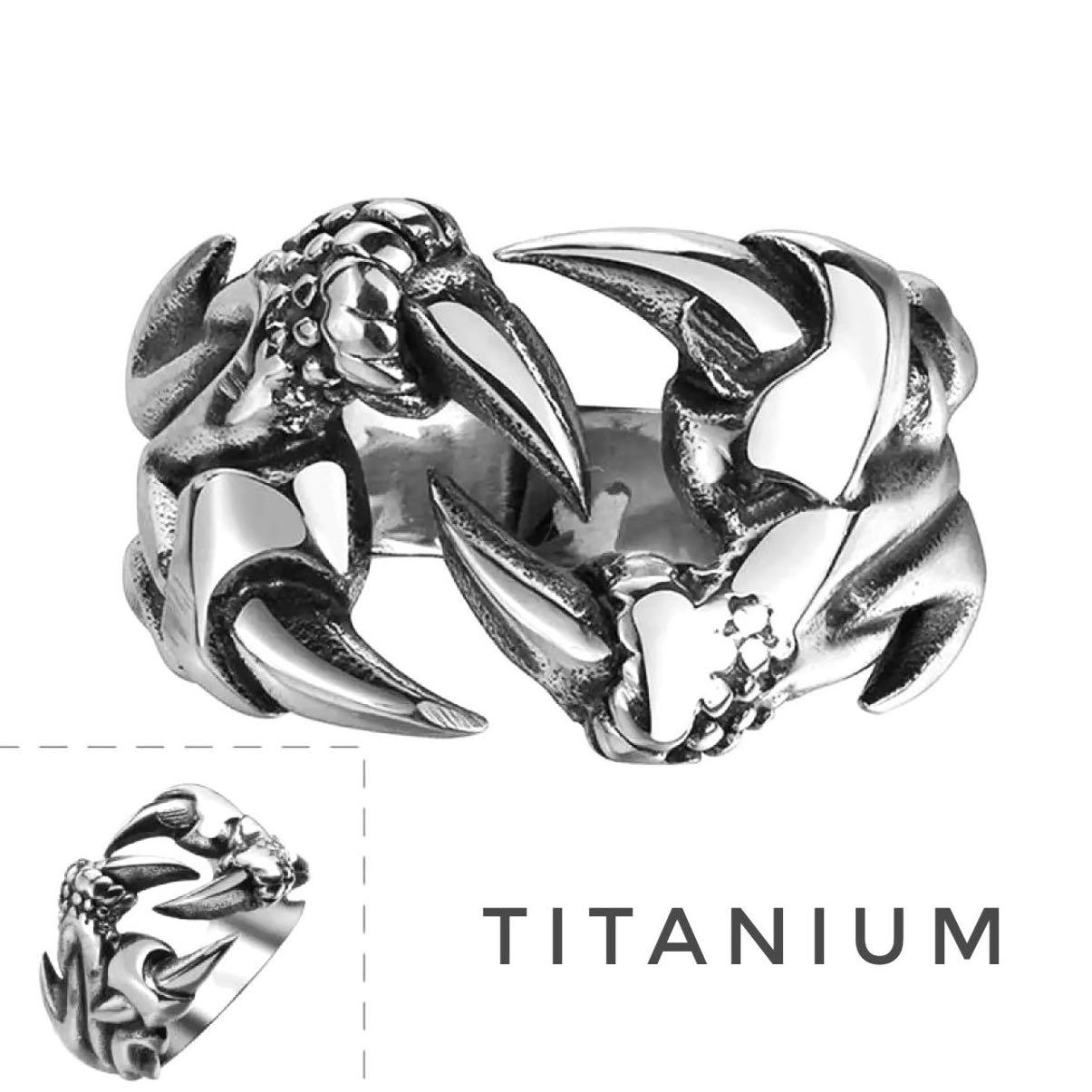 Titanium Adjustable Steel Vintage Dragon Claw Ring Men Women