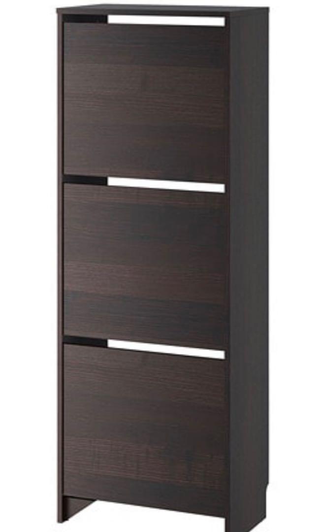 (Used) Ikea shoe slim 3 layer BISSA model, Furniture & Home