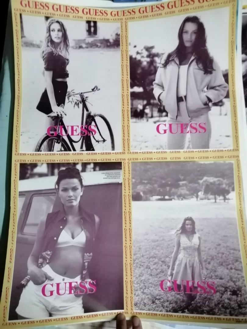 Vintage 90's poster GUESS (Category: Vintage Collectibles) located in Manila. Submitted by tawnycollectiblesshop (Listing ID 1100420354, Image 1). Description: Poster have some stains and folds due to old age. Can be ship via Lalamove Lbc Jrs Or you can order to my shopee store, just DM me to send the link Payment method Gcash Bank transfer Palawan Cebuana.