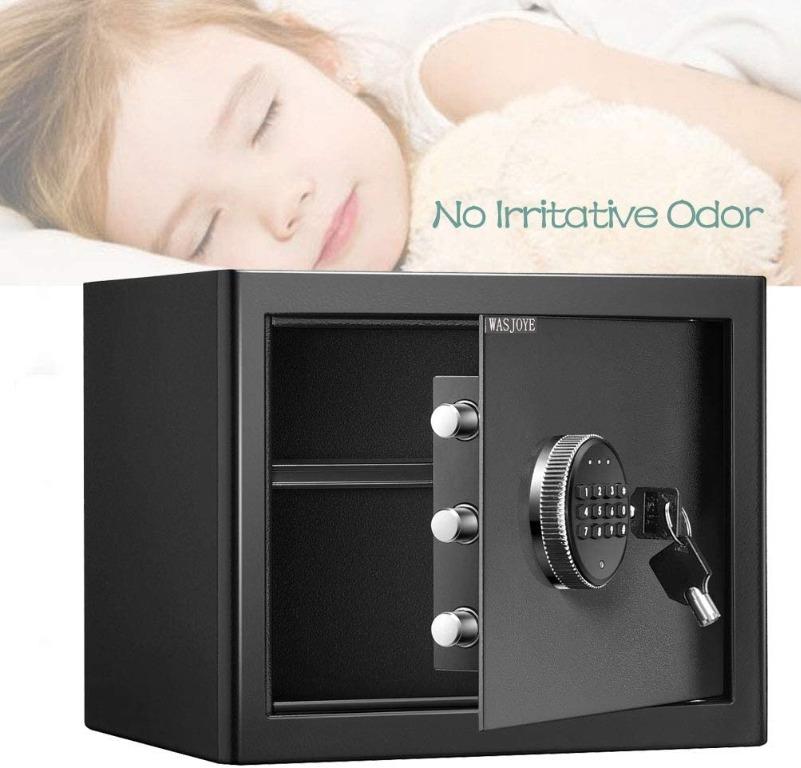 WASJOYE Security Safe Cash Box with Double Digital Keypad Safety Key