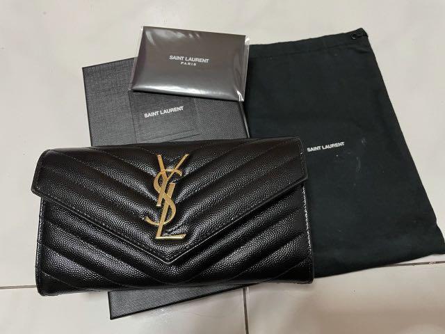 Saint Laurent Large Monogram Flap Wallet - Grey