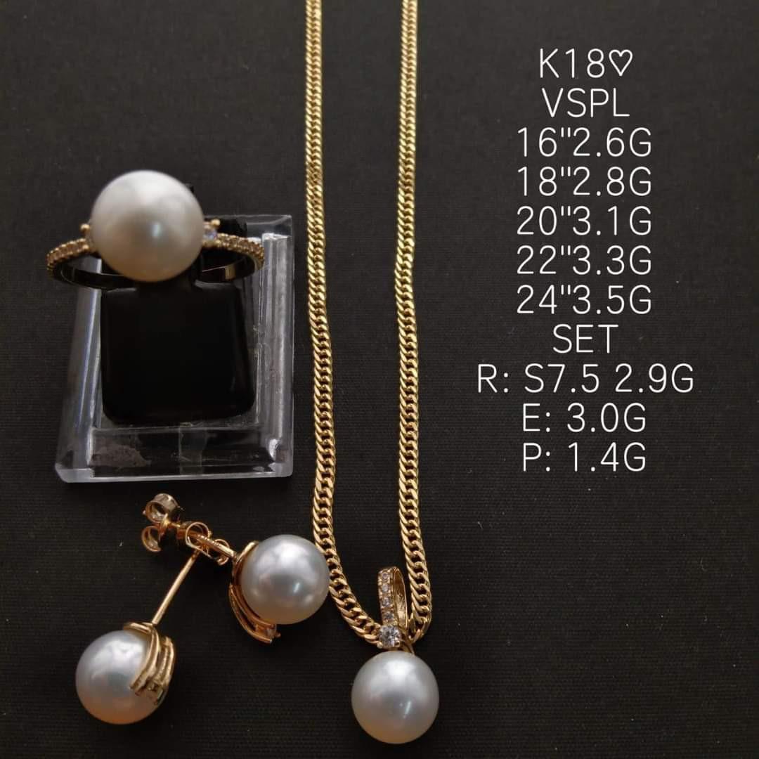 18K Saudi Gold pearl necklace, Women's 