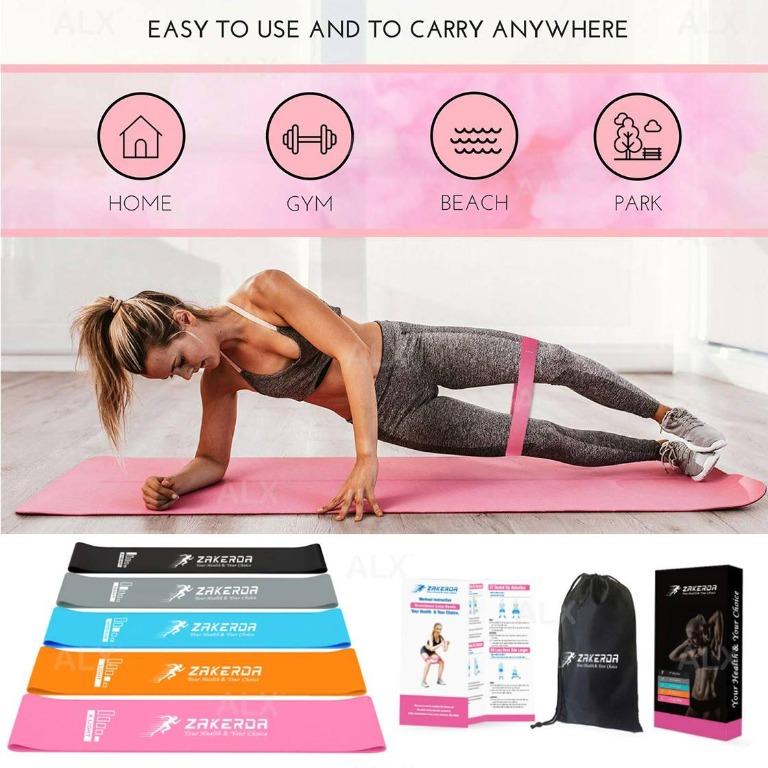 ZAKERDA Home Exercise Loop Bands Resistance Fitness Workout Stretch GYM Yoga 