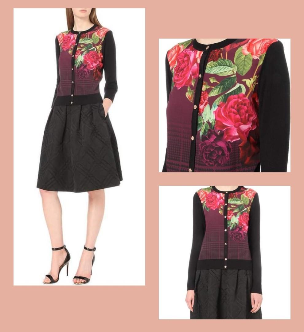 🇬🇧 TED BAKER 🌹 Juxtapose Rose 🌹 Cardigan/Top; RRP $259 (-50