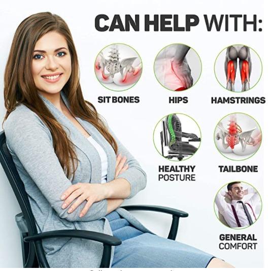Memory Foam Sit Bone Relief Cushion for Butt, Lower Back, Hamstrings, Hips, Ischial Tuberosity