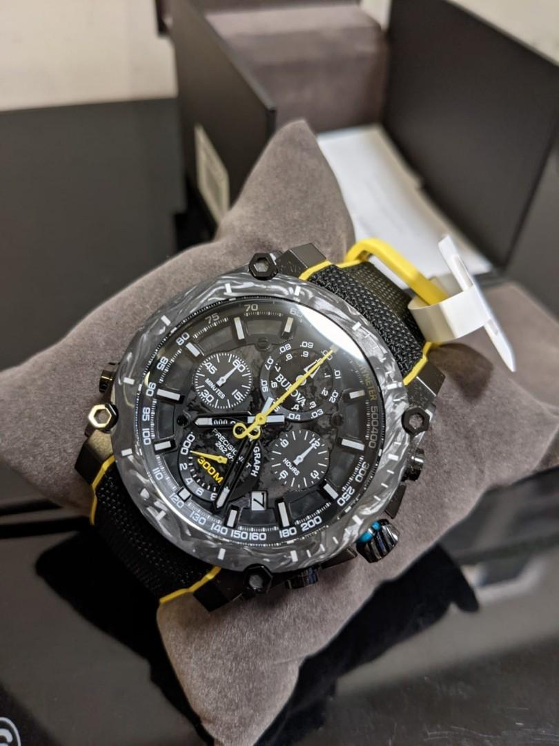 Bulova precisionist men's 98b312 quartz chronograph black rubber strap watch outlet