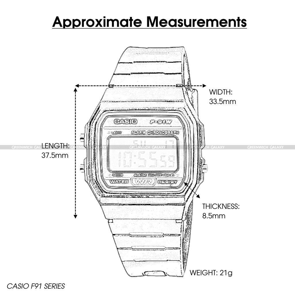 Casio f91w size top