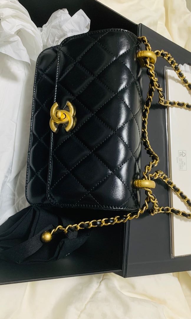 Chanel 21A mini flap bag with golden balls, adjustable chain, Women's ...