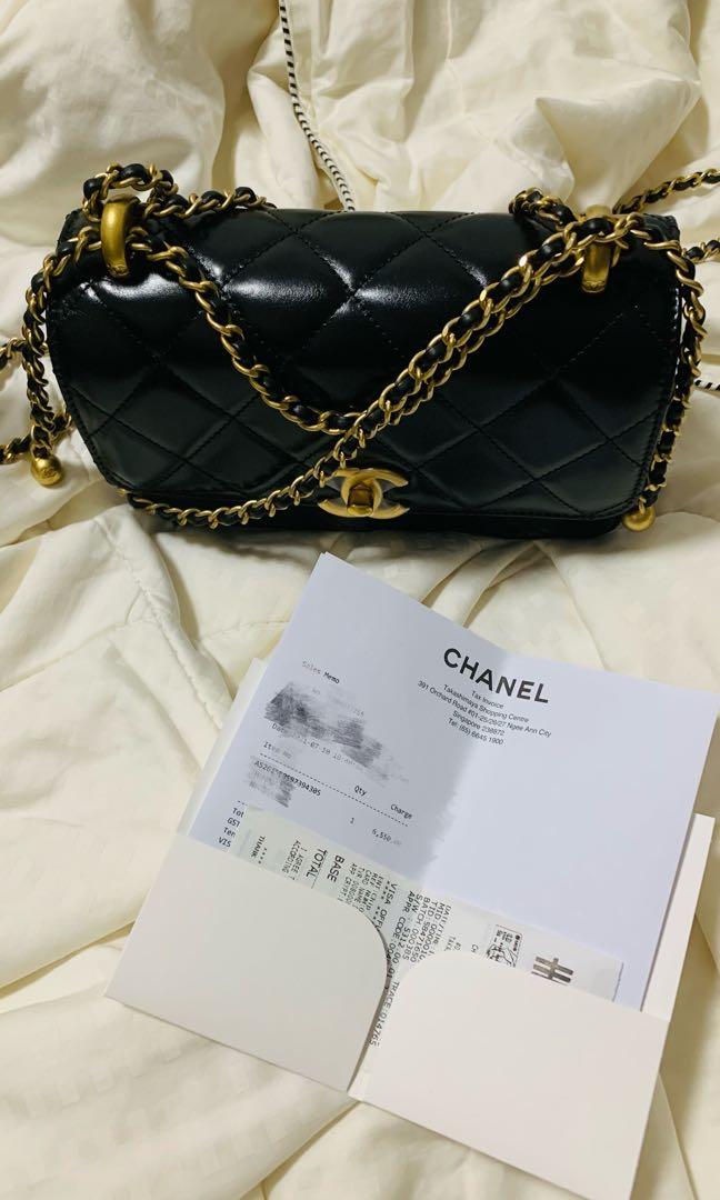 Chanel 21A mini flap bag with golden balls, adjustable chain