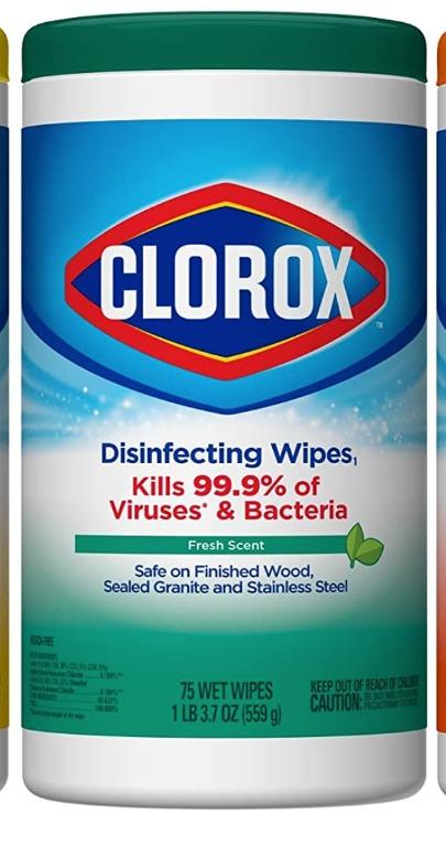 Clorox Disinfecting Wipes Value Pack, 75 Ct Each (Category: Everything Else Others) located in Marikina City. Submitted by skowshop (Listing ID 1100724117, Image 1). Description: DISINFECTING WIPES: Clorox Disinfecting Wipes are triple-layered to clean, disinfect, deodorize and remove allergens for 5x Cleaning and leave a pleasant scent. ALL-PURPOSE WIPE: These all-purpose disposable wipes remove common allergens, germs and messes on surfaces lik