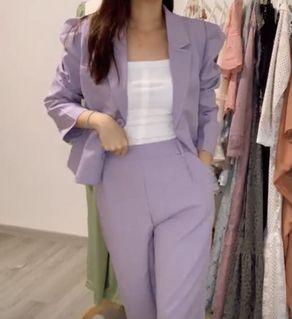 Cropped Power Suit in PINK