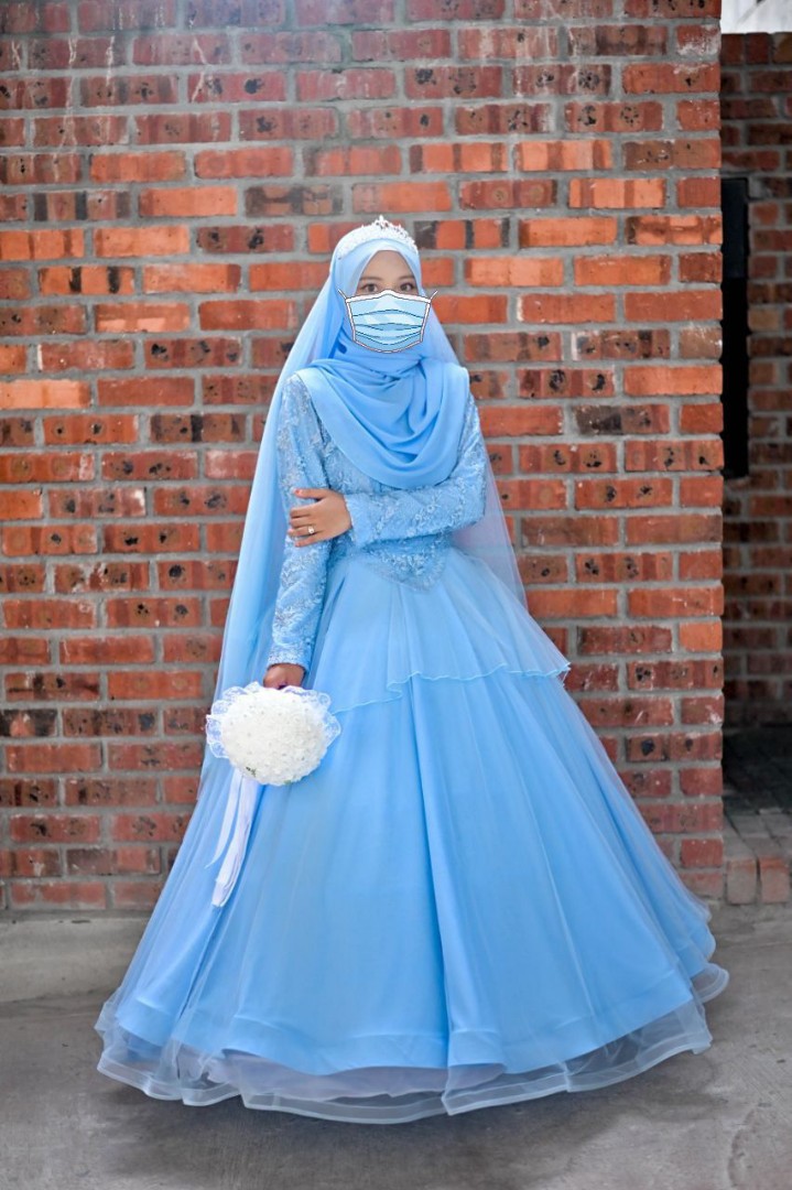 Dress Gown Powder Blue Preloved Women s Fashion Muslimah Fashion