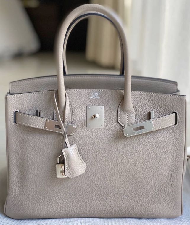 Hermes Birkin 30 😍 Gris Tourterelle Clemence in PHW Very Good Condition O  Stamp