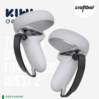 Kiwi Design White Controller Grip Cover With Knuckle Strap for Oculus Quest 2