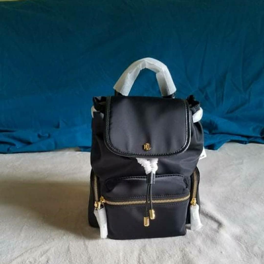 LAUREN RALPH LAUREN KEELY SMALL SOFT NYLON BLACK BACKPACK Women s Fashion Bags Wallets Backpacks on Carousell