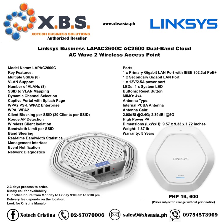 Linksys Business Lapac2600c Ac2600 Dual Band Cloud Ac Wave 2 Wireless Access Point Computers Tech Parts Accessories Networking On Carousell