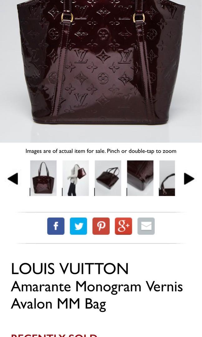 Auth Louis Vuitton Monogram Vernis Avalon MM M91567 Women Tote Bag Blanc  Corail