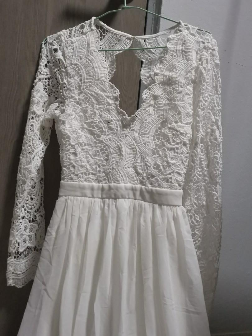Lulu s Awaken My Love white maxi lace gown
