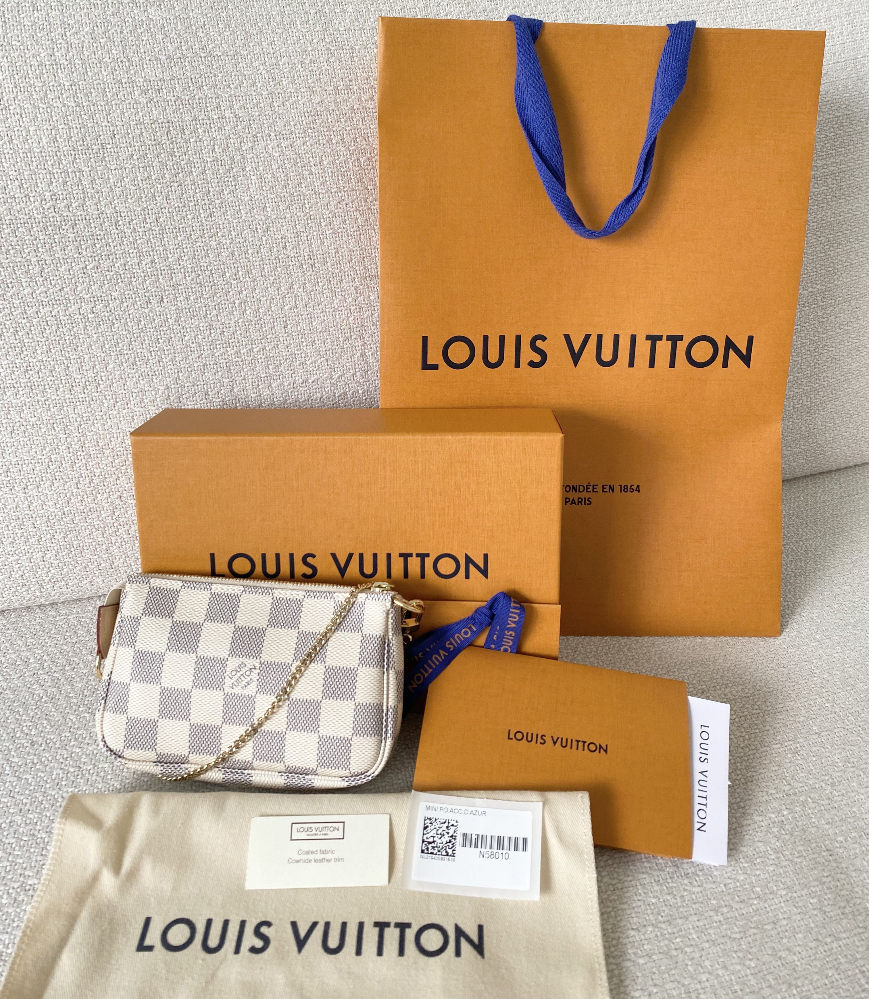 LOUIS VUITTON Damier Azur Mini Pochette Accessoires N58010 LV Auth