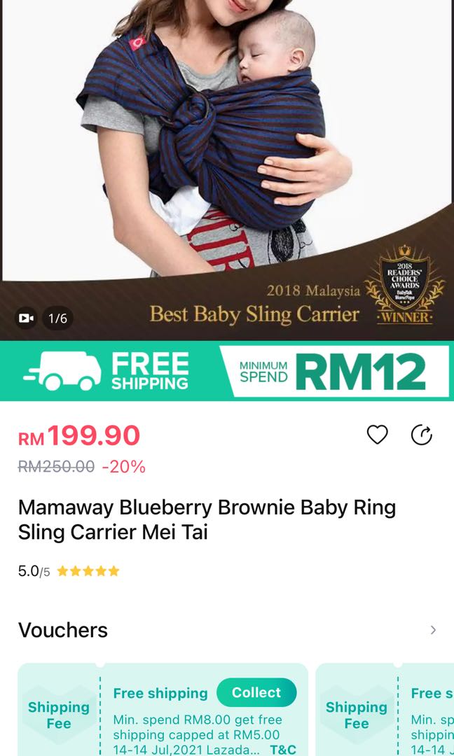 Mamaway blueberry brownie baby ring sling carrier, Babies ...