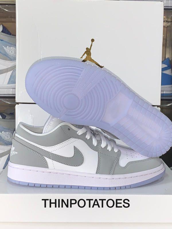 Full Sizes Air Jordan 1 Low White Wolf Grey Air Dior Dc0774 105 Men S Fashion Footwear Sneakers On Carousell