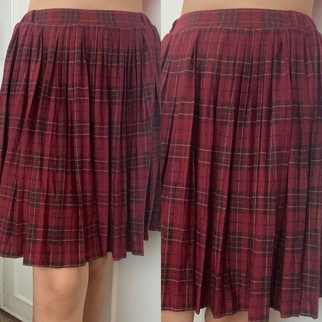 Maroon sale plaid skirt