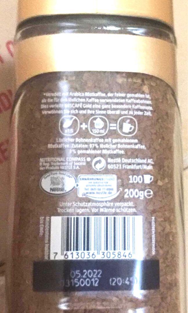 Nescafe Gold Coffee 200g from Germany (Category: Beverages) located in Manila. Submitted by rotalie (Listing ID 1100739676, Image 2). Description: Nescafe Gold Coffee 200g from Germany #inManila #inQC #inMandaluyong #inMakati #inTaguig #inPasig #inMarikina #inCainta #inAntipolo Delivery thru Lalamove or Grab express c/o buyer from Sampaloc Manila. Payment via bank transfer or GCash before shipping :) For further inquiries, pls call us 09153264002