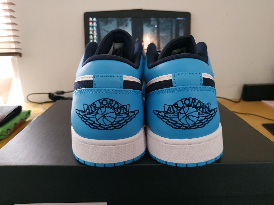 New Air Jordan 1 Low âUNCâ White/University Blue-Black 2021 For Sale 553558-144