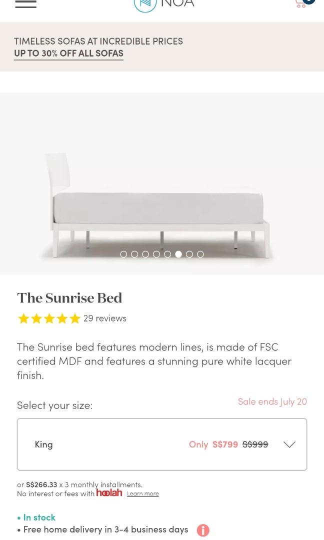 Noa bed frame( king size), Furniture & Home Living, Furniture, Bed