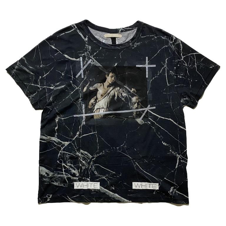 Off White Caravaggio Marble T shirt Men s Fashion Tops Sets