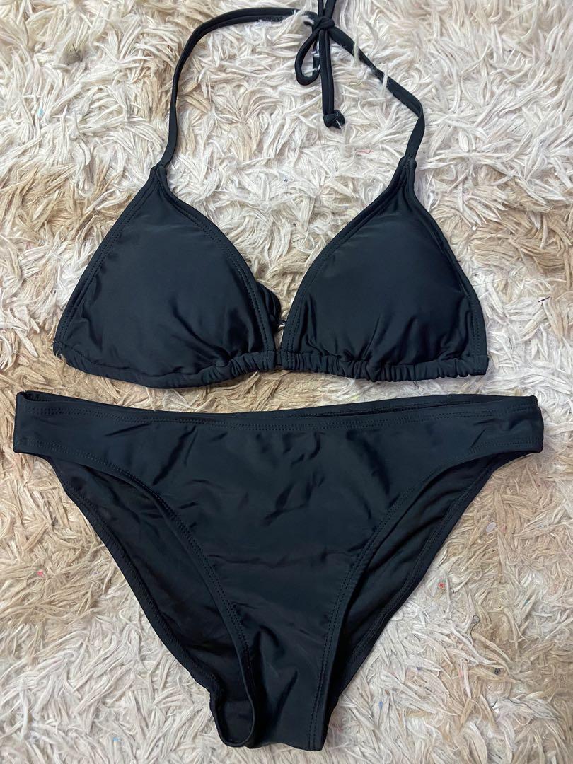 Plain black two piece swimsuit store