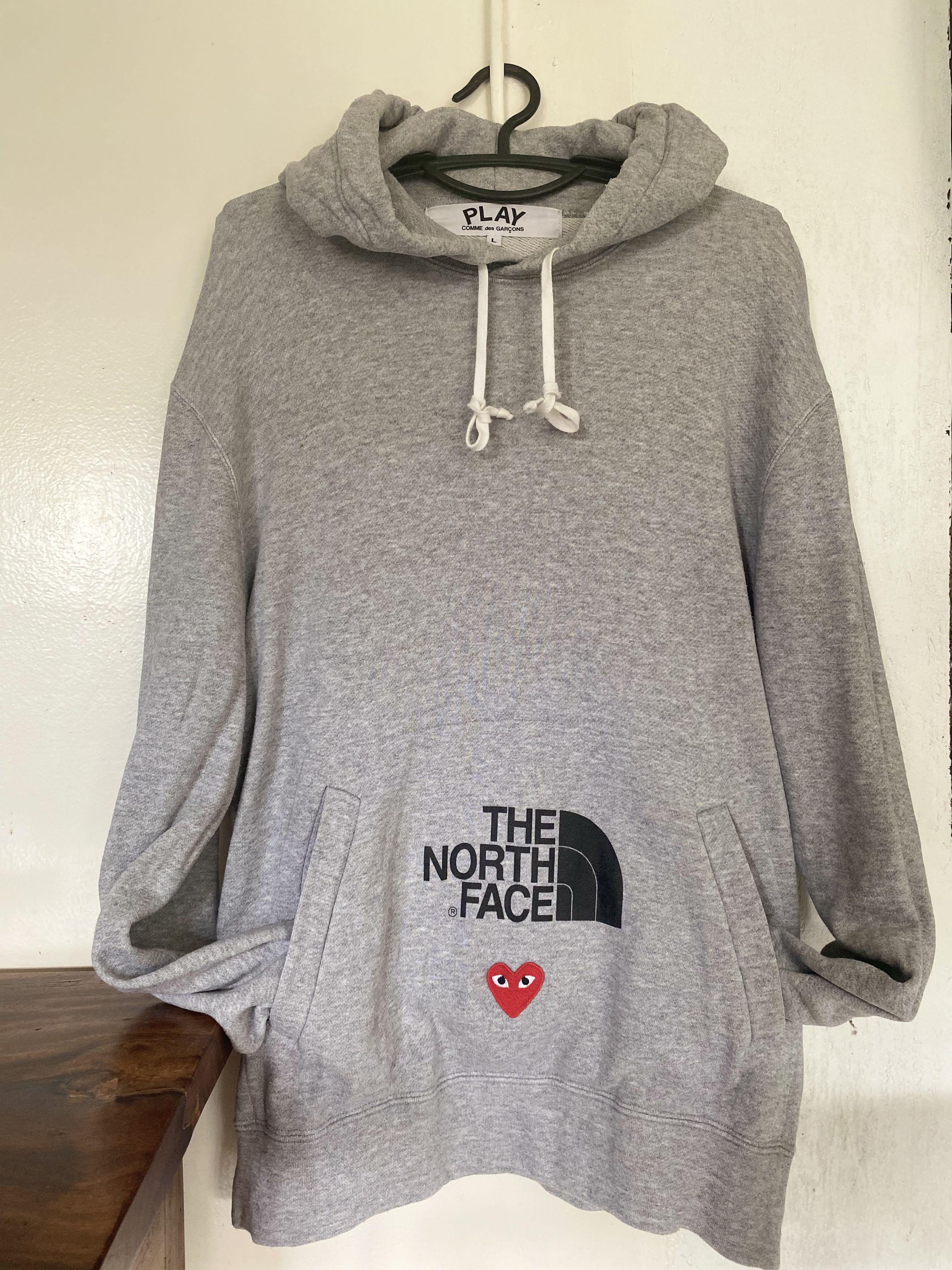 Play CDG x The north face (TNF) hoodie jacket gray, Men's Fashion