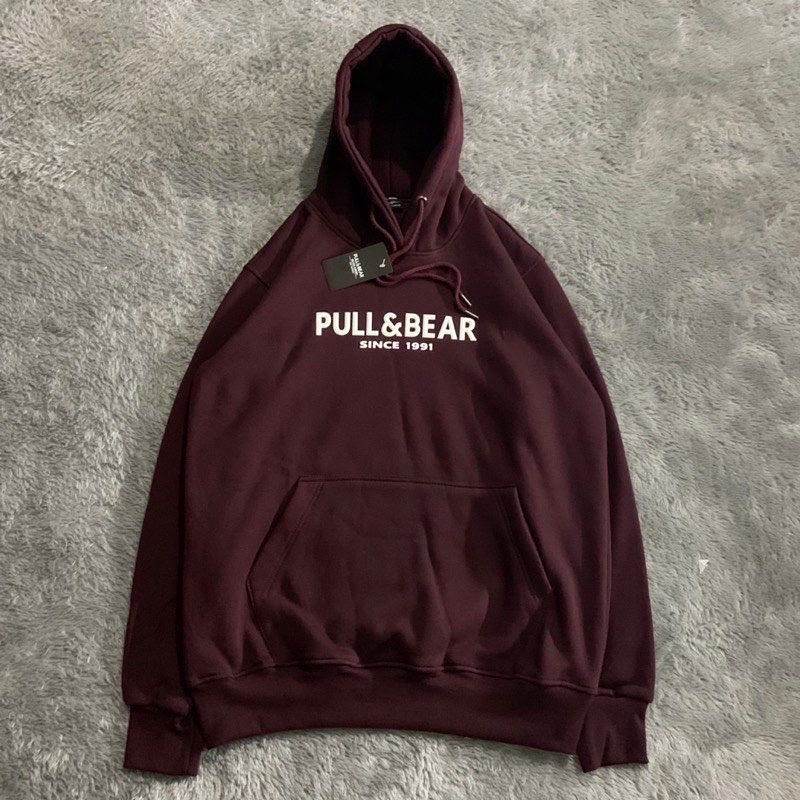 Pull and bear hoodie pnb maroon pull bear Fesyen Wanita Pakaian
