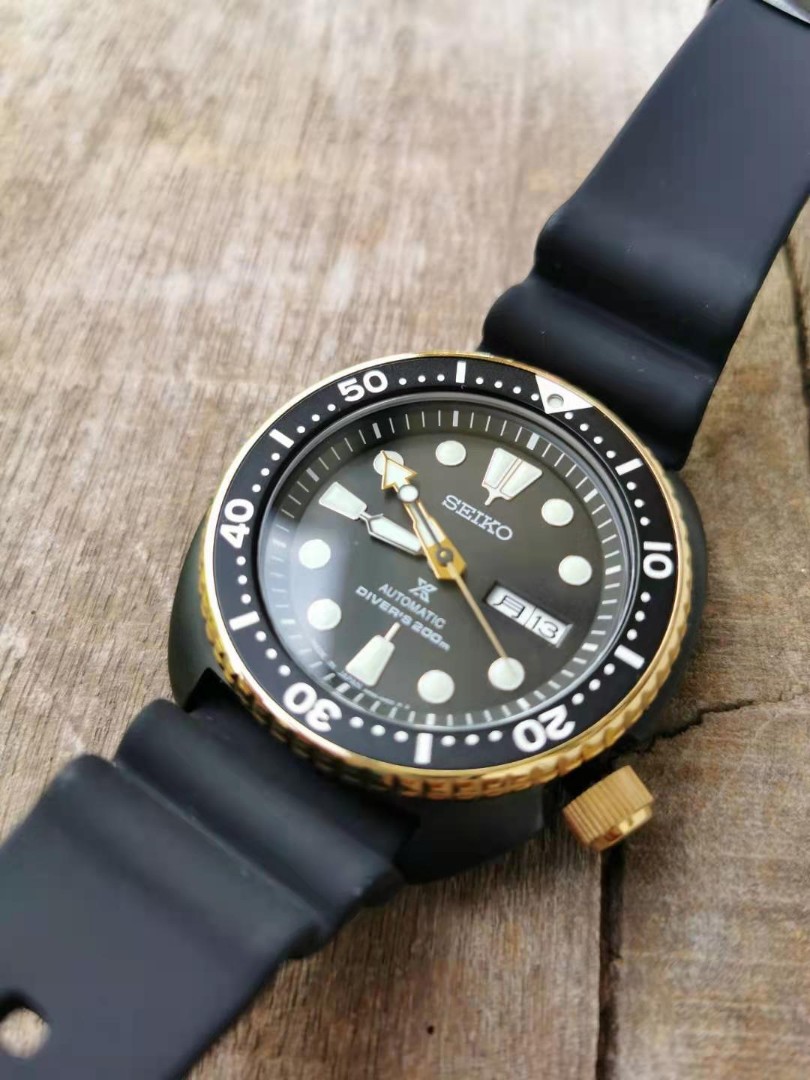 Seiko Prospex Automatic 200M Diver Gold-Black Turtle SBDY 004 Japan  Edition, Luxury, Watches on Carousell