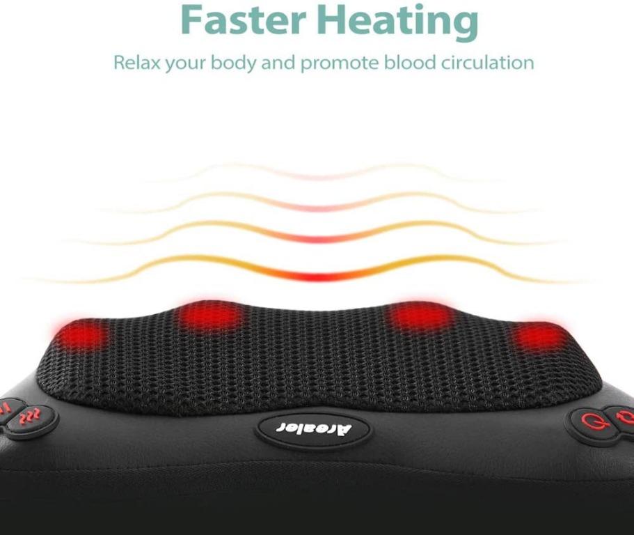 Shiatsu Massage Pillow Arealer Neck And Back Massager With Heat Deep Kneading Massager For Muscle Pain Relief Shoulder Neck Lower Back For Home Office Car Health Nutrition Massage Devices On Carousell