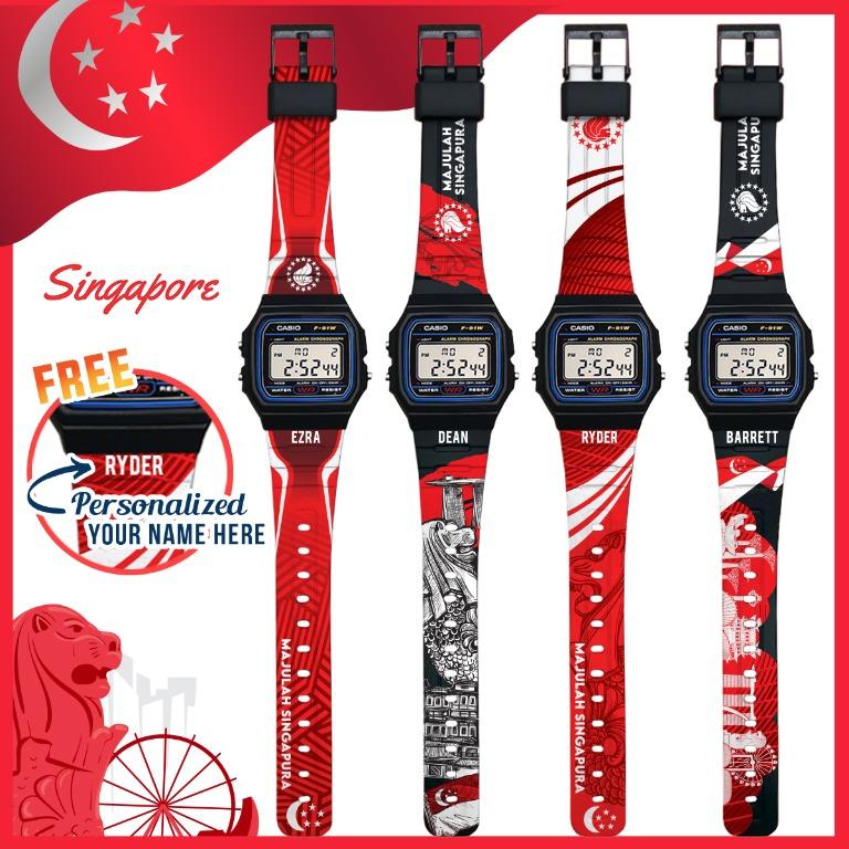 Singapore National Day Watch Men Casio Watch Women Jam Tangan Lelaki Custom Men S Fashion Watches Accessories Watches On Carousell