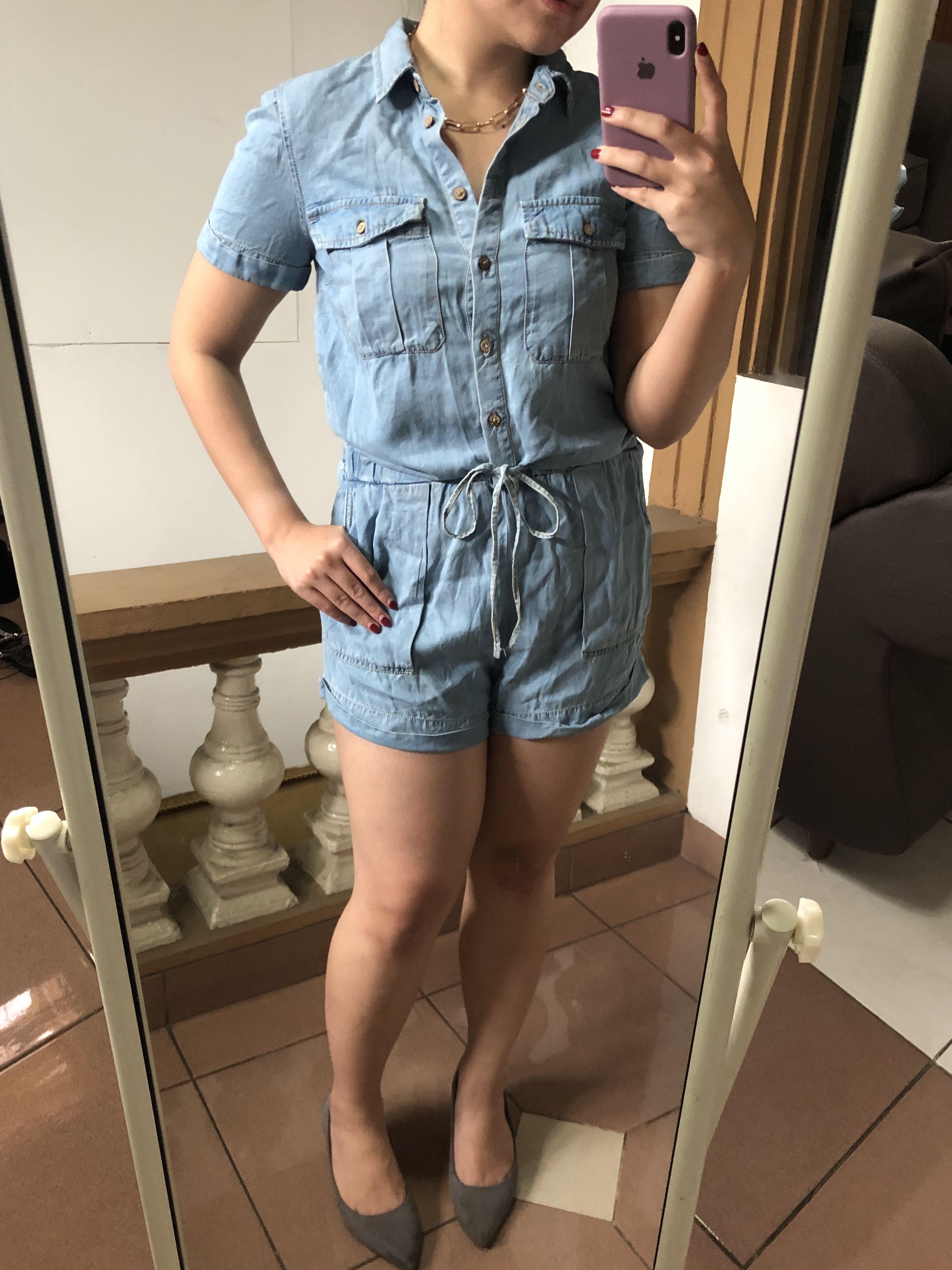 Stradivarius denim jumpsuit top