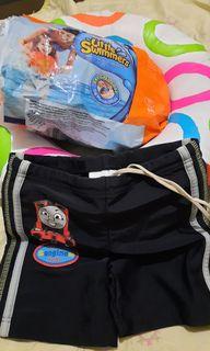 Swim ring,trunks and 6 pcs.huggies diaper for swimming