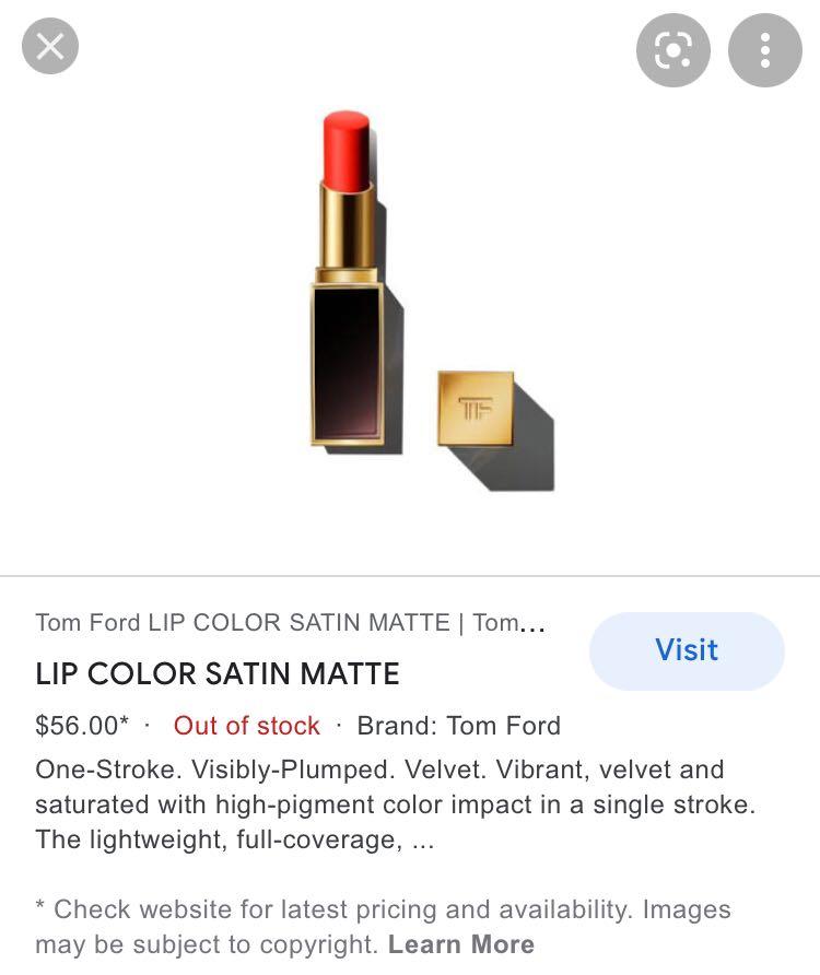 Tom Ford lip color satin matte in 06 fame, Beauty & Personal Care, Face,  Makeup on Carousell