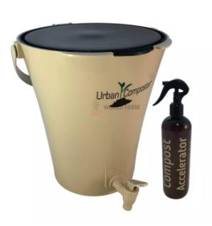 Urban Composter City Set, Indoor Compost Bin + Compost Accelerator, Small, 8L Capacity (Approx. Weight 1.7kg)