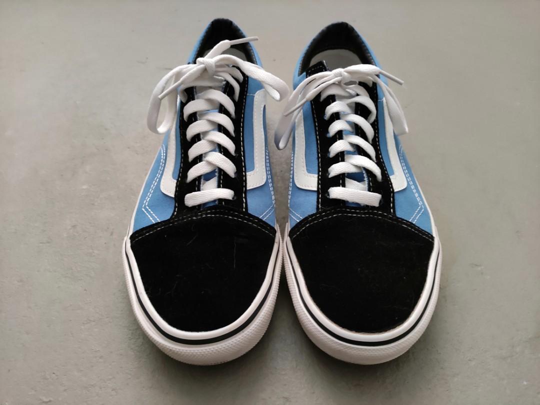 Dark blue and black vans top