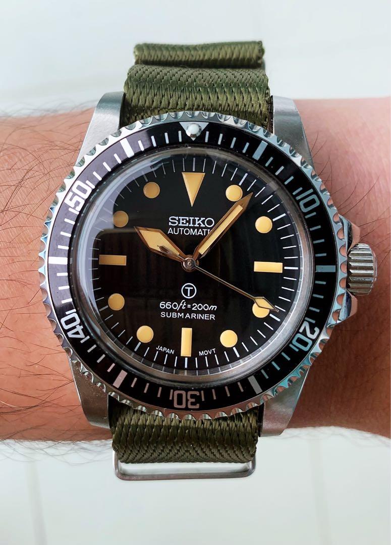 Vintage Military Submariner Styled Seiko Mod Automatic Watch: 5513-5517  Homage, Men's Fashion, Watches & Accessories, Watches on Carousell