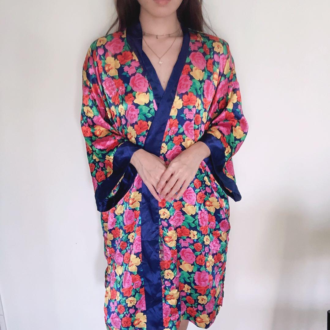 Vintage Red Kimono Robe | Peony Brand | Sizes S-L